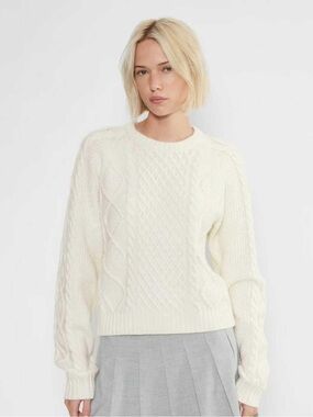 Sunday Best Cream Cable Knit Crewneck Sweater